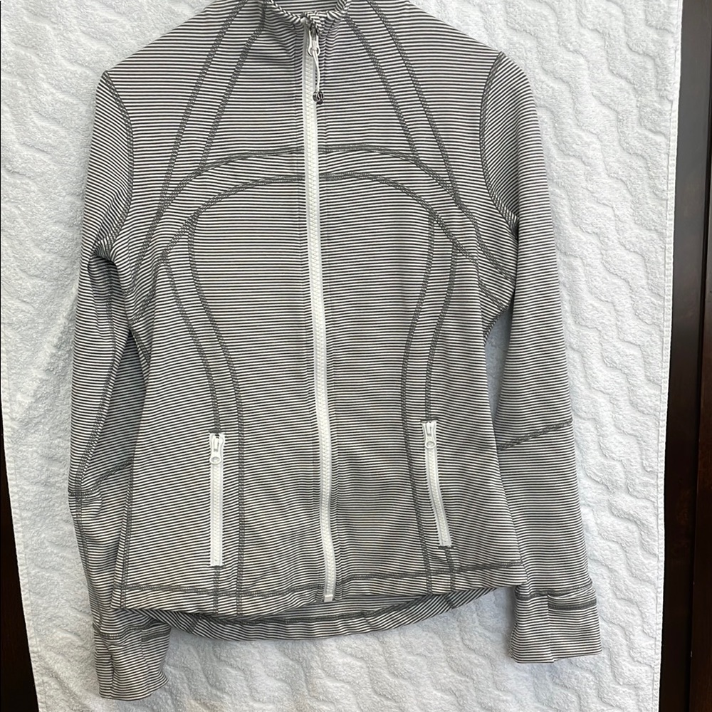 Striped Gray Zip-Up Jacket - Picture 2 of 6